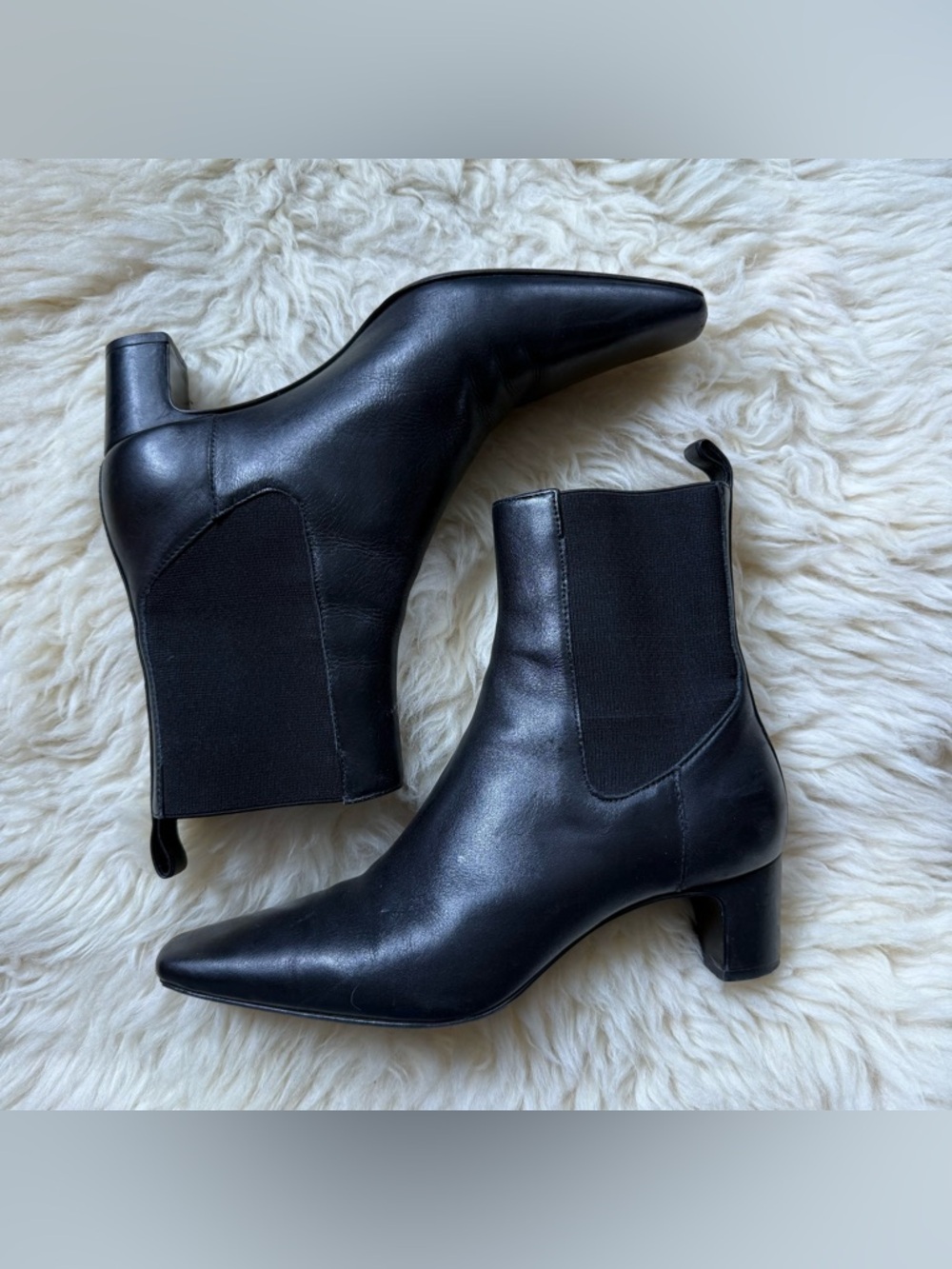 Reformation Black Leather Kitten Heel Ankle Boots 6.5